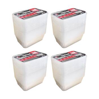 4x 20pc Braz Reusable Rectangular Food Storage Containers W/ Lids 750ml Clear
