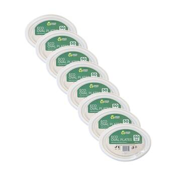 8x 50pc Braz Earth Friendly Disposable Oval Plates Tableware Serveware 26cm