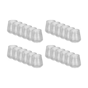 24PK Braz Diamond Plastic Tall Tumbler Ribbed Drinking Glass Cup 390ml Clear