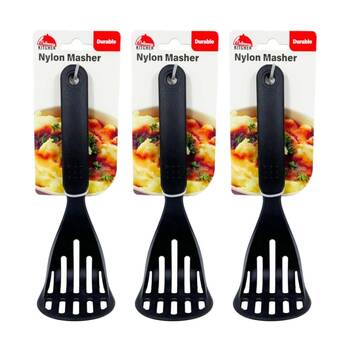 3PK Culinary Kitchen Nylon Masher W/ Hanging Hole Cooking Utensil Black