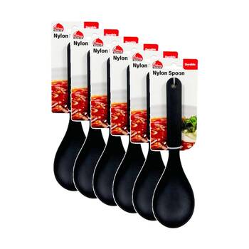 6PK Culinary Kitchen Nylon Spoon W/ Hanging Hole Cooking Utensil Black