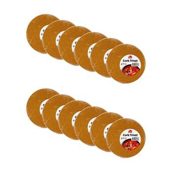 12PK Culinary Kitchen Round Heat Protection Surface Protector Trivet Cork 21cm