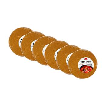 6PK Culinary Kitchen Round Heat Protection Surface Protector Trivet Cork 21cm