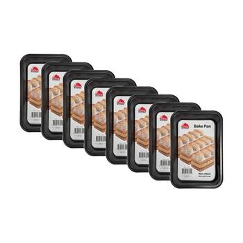 8PK Culinary Kitchen Non-Stick Rectangular Baking Pan Tray 30x20x4cm