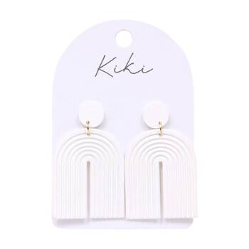 Kiki White Arch Earrings Lightweight Clay Metal Stainless Steel Posts