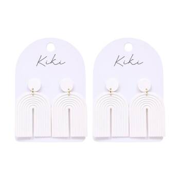 2PK Kiki White Arch Earrings Lightweight Clay Metal Stainless Steel Posts