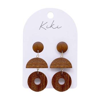 Kiki Wood Curve Earrings Lightweight Metal Stainless Steel Posts
