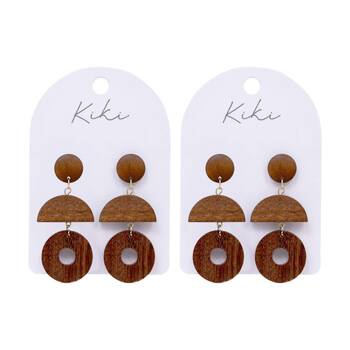 2PK Kiki Wood Curve Earrings Lightweight Metal Stainless Steel Posts
