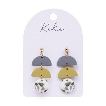 Kiki Terrazzo Earrings Lightweight Clay Metal Posts White Green Grey