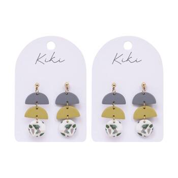 2PK Kiki Terrazzo Earrings Lightweight Clay Metal Posts White Green Grey