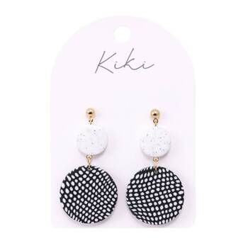 Kiki Speckled Rounds Earrings Lightweight Clay Stainless Black White