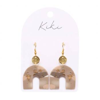 Kiki Shimmer Arch Earrings Lightweight Clay Stainless Beige Gold