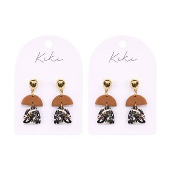 2PK Kiki Foil Glitz Earrings Lightweight Clay Stainless Steel Gold Black