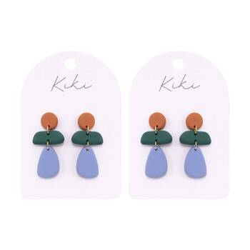 2PK Kiki Rustic Morph Drops Earrings Clay Steel Blue Green Orange