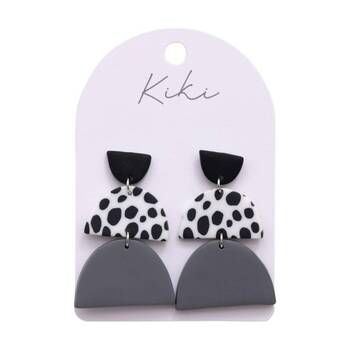 Kiki Modern Arches Earrings Lightweight Clay Metal Black White