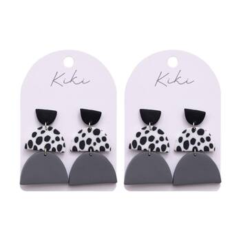 2PK Kiki Modern Arches Earrings Lightweight Clay Metal Black White