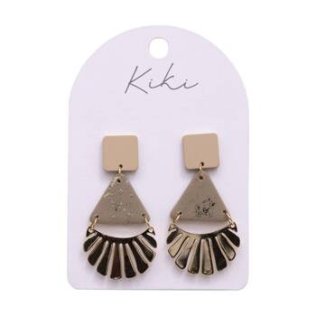 Kiki Fans Earrings Lightweight Statement Design Clay Metal Gold