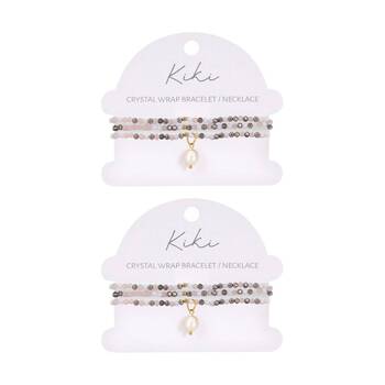 2PK Kiki Aurora Crystal Wrap Jewellery Bracelet Necklace Stainless Pink