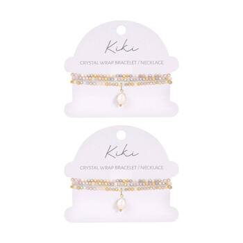 2PK Kiki Marigold Charm Crystal Wrap Jewellery Bracelet Necklace Gold White Grey