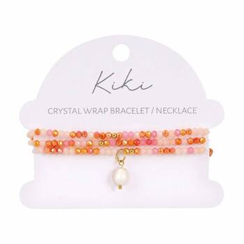 Kiki Blush Bloom Crystal Wrap Jewellery Bracelet Necklace Orange Pink White
