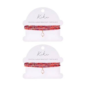 2PK Kiki Crimson Flame Crystal Wrap Jewellery Bracelet Necklace Red