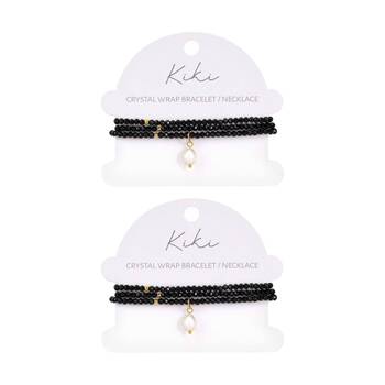 2PK Kiki Obsidian Dream Crystal Wrap Jewellery Bracelet Necklace Black