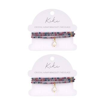 2PK Kiki Haze Crystal Wrap Jewellery Bracelet Necklace Purple Blue Red