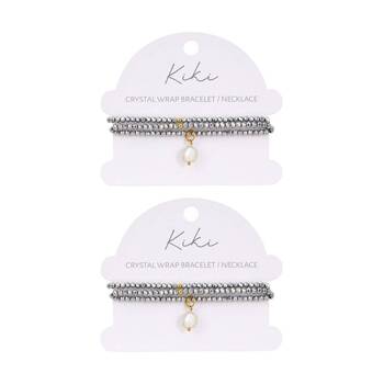 2PK Kiki Mist Crystal Wrap Jewellery Bracelet Necklace Stainless Silver