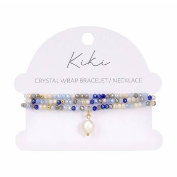 Kiki Azure Drift Crystal Wrap Jewellery Bracelet Necklace White Silver Blue