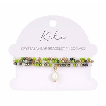 Kiki Oracle Crystal Wrap Jewellery Bracelet Necklace Green White Gold