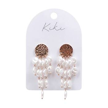 Kiki Pearl Cascade Earrings Stainless Steel Plastic Gold White