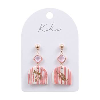 Kiki Blush Glimmer Arch Earrings Stainless Steel Clay Pink White