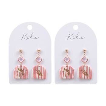 2PK Kiki Blush Glimmer Arch Earrings Stainless Steel Clay Pink White