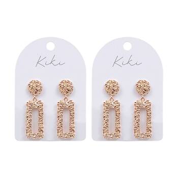 2PK Kiki Luxe Rectangle Earrings Stainless Steel Lightweight Gold