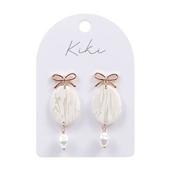 Kiki Pearl Bow Earrings Stainless Steel Clay Lightweight White Gold