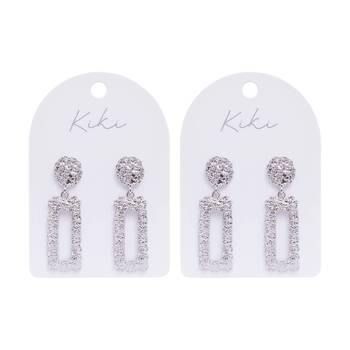 2PK Kiki Luxe Rectangle Earrings Stainless Steel Lightweight Silver