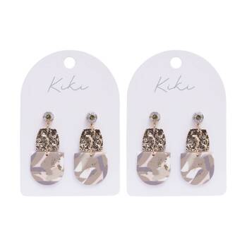 2PK Kiki Organic Arch Earrings Stainless Steel Clay Gold White Grey Pink