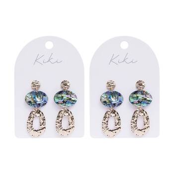 2PK Kiki Opal Drops Earrings Stainless Steel Plastic Gold Blue Green