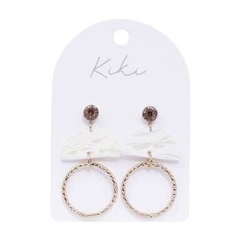 Kiki Half Moon Hoops Earrings Stainless Steel Clay White Gold Pink