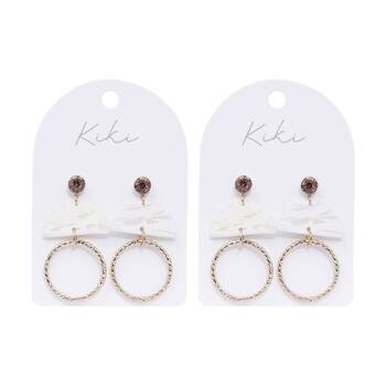 2PK Kiki Half Moon Hoops Earrings Stainless Steel Clay White Gold Pink