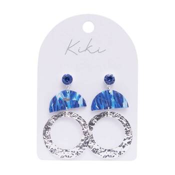 Kiki Drops Earrings Stainless Steel Clay Lightweight Silver Blue