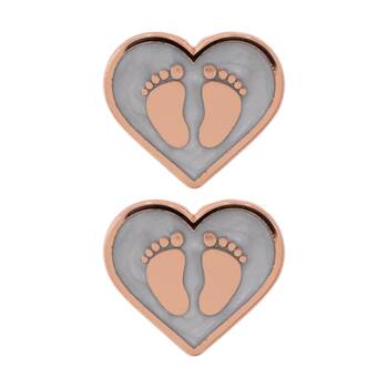 2PK Splosh Eternal Footprints Keepsake Pin Pearl Rose Gold White 3x1x2.5cm