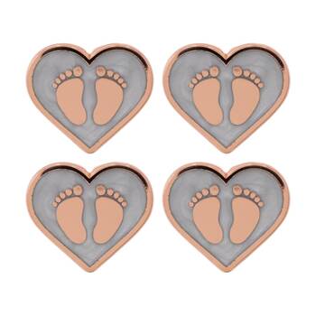 4PK Splosh Eternal Footprints Keepsake Pin Pearl Rose Gold White 3x1x2.5cm