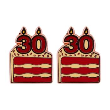 2PK Splosh 30th Birthday Keepsake Pin Enamel Rose Gold Red Beige 3x1x2.5cm