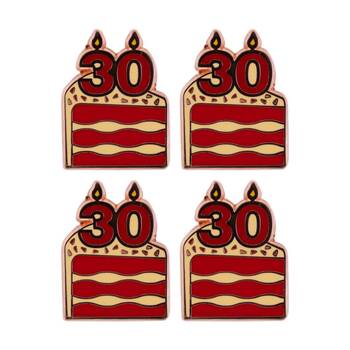 4PK Splosh 30th Birthday Keepsake Pin Enamel Rose Gold Red Beige 3x1x2.5cm