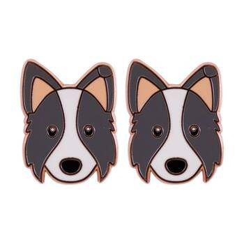 2PK Splosh Border Collie Keepsake Pin 3y+ Rose Gold Black White 3x1x2.5cm