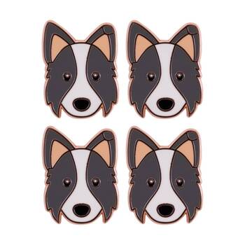 4PK Splosh Border Collie Keepsake Pin 3y+ Rose Gold Black White 3x1x2.5cm