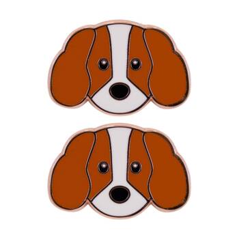 2PK Splosh Cavalier Keepsake Pin Enamel Rose Gold Brown White 3x1x2.5cm