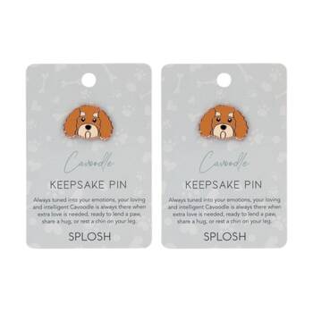 2PK Splosh Cavoodle Keepsake Pin Enamel Rose Gold Brown Beige 3x1x2.5cm