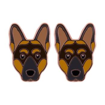 2PK Splosh German Shepherd Keepsake Pin Enamel Brown Rose Gold 3x1x2.5cm